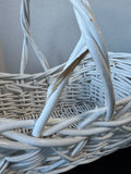 Pair of White Woven Wicker Baskets