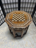 Octagonal Inlay Side Table with Folding Base