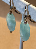 Sterling Earrings with Faceted Blue Stone