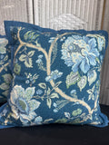 Pair of Artelier by Nicole Miller Blue Floral Throw Pillows