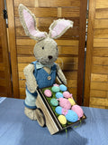 Easter Bunny with Wheelbarrow of Eggs