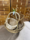 Woven Baskets With Handles, Set of 3