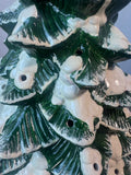 Vintage Snowy Ceramic Lighted Christmas Tree NO BULBS