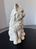 Large Vintage White Ceramic Persian Cat with Green Eyes