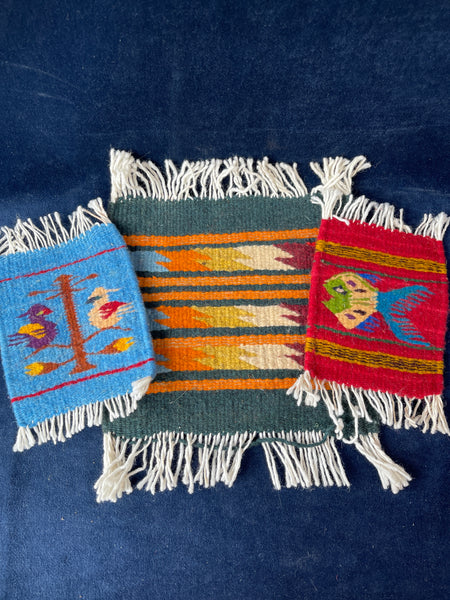 Trio of Small Handwoven Wool Rugs