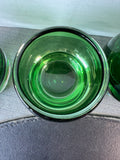 Trio of Crate and Barrel Diva Blown Glass Emerald Green Votives