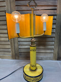 Vintage Yellow & Black Tin Tole Lamp