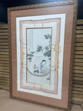 Asian Watercolor with Custom Mat & Gold Frame