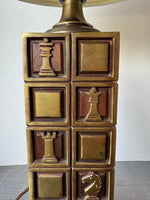 Laurel Lamp Co. Brass Chess Table Lamp (WORKS)