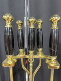 Black Marble & Brass 4-Piece Fireplace Tool Set with Stand