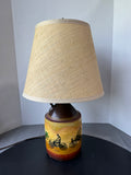 Hand Painted Vintage Stoneware Jug 3-Way Lamp (WORKS)