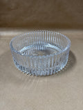 Large Ribbed Mikasa Diamond Fire Glass Fruit Bowl
