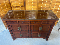 Asian Style Console Cabinet with Protective Glass