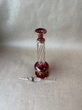 Gold And Ruby Red Swirl Glass Perfume Bottle (C)