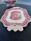 (AA) Mason’s England Vista Pink China Lidded Sauce Boat with Underplate