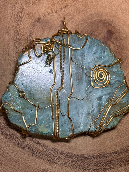 Large Wrapped Agate Pendant