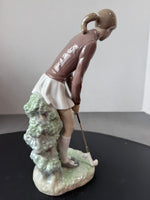(B) Lladro Spain #4851 Woman Golfer Porcelain Figurine