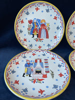 Block Bernada Portugal 8.25” Folk Art Plates, 4 pc Set