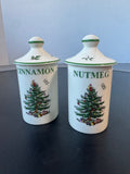 2-Piece Spode Christmas Tree Lidded Spice Jar Set