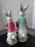 Pair of Glittery White Easter Bunny Statues
