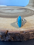 Oval Turquoise Sterling Silver Filigree Ring SIZE 6