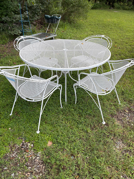 Classic White Metal Patio Table and Chairs Set