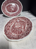 (B) 3-Piece Mason’s England Vista Pink China Gadroon Edge Oval Platters