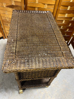 Lightweight Brown Wicker Cart on Casters