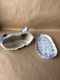 Blue And White Ceramic Cow Butter Dish