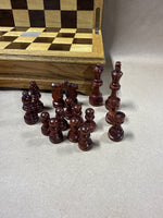 Mid Century Chess And Checker Set With Portable Case — Missing 2 Pieces