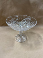 Slanted Clear Glass Pedestal Candy Dish