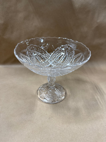 Slanted Clear Glass Pedestal Candy Dish