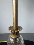 Ornate Glass & Gold Resin Buffet Lamp with Bead Fringed Shade (WORKS)
