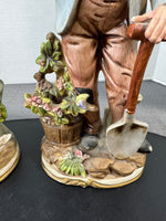 Pair of Homco Porcelain Figurines: Old Man & Woman Gardening