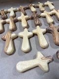 Hand Carved Comfort Cross Made From Natural Olive Wood - 20 Pieces