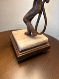Art Deco Style Tropical Monkey Lamp With Palm Leaf Shade WORKS