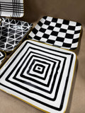 Black And White Over And Back Appetizer Square Plates - Set Of 6