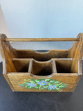 Floral Hand Painted Vintage Wooden Caddy