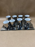 17 Piece Espresso Mug Set With Spoons And Mirrored Tray