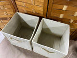 Pair of Cream Color Collapsable Fabric Storage Cube/Bins