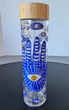 Anthropologie Hamsa & Evil Eye Glass Travel Tumbler with Bamboo Lid