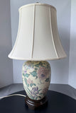 Asian Inspired Pink & Purple Floral Ginger Jar Lamp (WORKS)