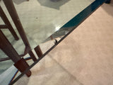 Glass Top Dining Table with Wooden Asian Style Base, NO CHAIRS***HEAVY ITEM***READ DETAILS ON PICK UP POLICY***