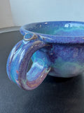 Large Blue & Purple Drip Glazed Pottery Coffee or Soup Mug