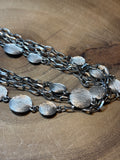 Long Silver Tone Necklace with Circle Accents