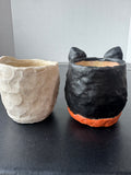 Pair of Folk Style Clay Halloween Votive Holders