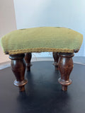 Wooden Vintage Floral Needlepoint Foot Stool AS IS (READ DESCRIPTION CAREFULLY)