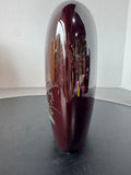 Nagoya Japanese Burgundy Floral Birds Flattened Ceramic Vase