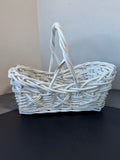 Pair of White Woven Wicker Baskets