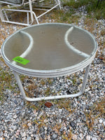 Low Metal Outdoor Side Table w/Glass Top